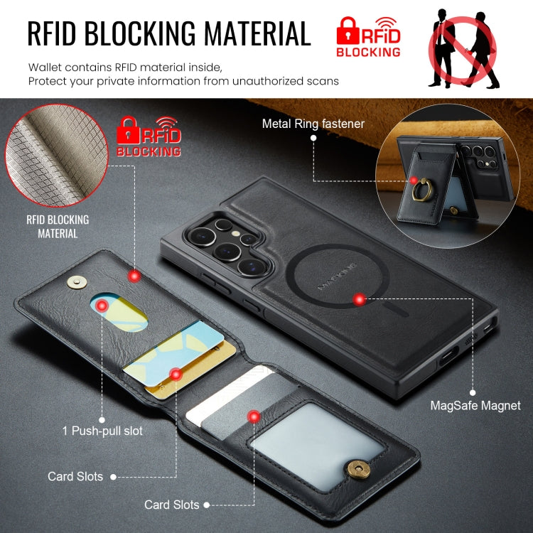 For Samsung Galaxy S24 Ultra 5G MAGKING K1 MagSafe Detachable Wallet RFID Back Cover Phone Case(Black) - Galaxy S24 Ultra 5G Cases by MAGKING | Online Shopping UK | buy2fix