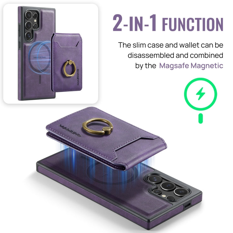 For Samsung Galaxy S24 Ultra 5G MAGKING K1 MagSafe Detachable Wallet RFID Back Cover Phone Case(Purple) - Galaxy S24 Ultra 5G Cases by MAGKING | Online Shopping UK | buy2fix
