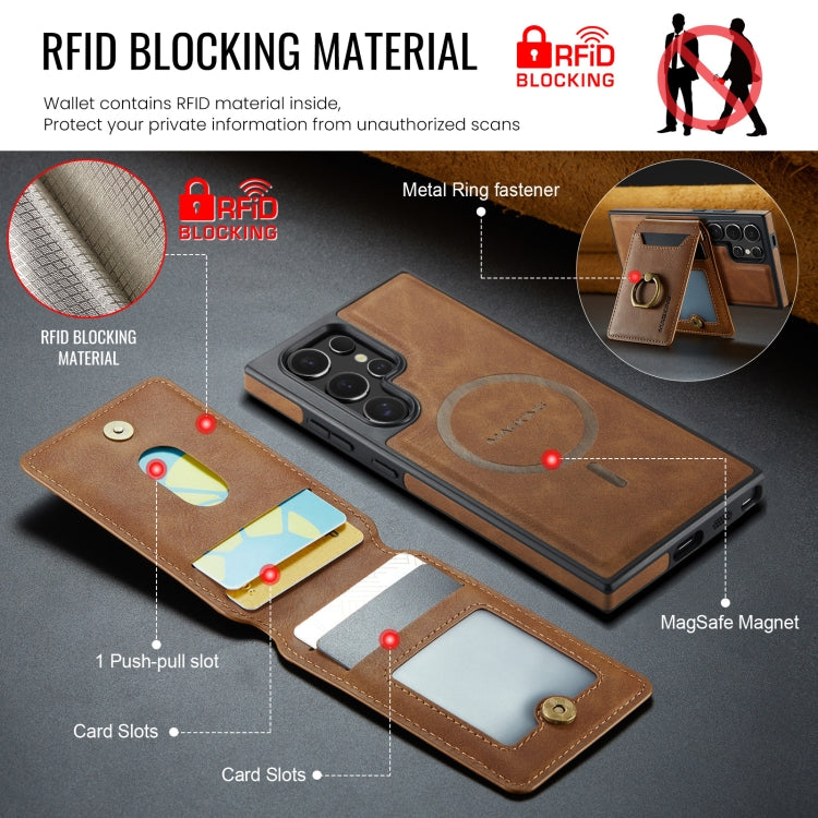For Samsung Galaxy S24 Ultra 5G MAGKING K1 MagSafe Detachable Wallet RFID Back Cover Phone Case(Brown) - Galaxy S24 Ultra 5G Cases by MAGKING | Online Shopping UK | buy2fix
