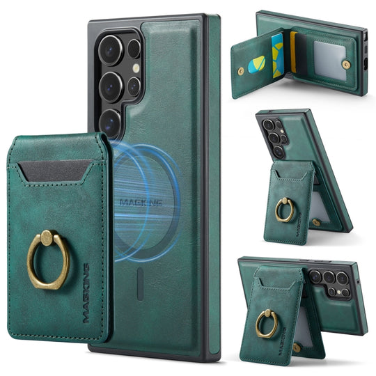 For Samsung Galaxy S23 Ultra 5G MAGKING K1 MagSafe Detachable Wallet RFID Back Cover Phone Case(Green)