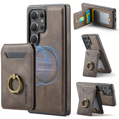 For Samsung Galaxy S25 Ultra 5G MAGKING K1 MagSafe Detachable Wallet RFID Back Cover Phone Case(Coffee) - Galaxy S25 Ultra 5G Cases by MAGKING | Online Shopping UK | buy2fix