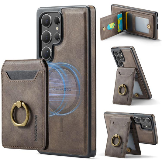 For Samsung Galaxy S25 Ultra 5G MAGKING K1 MagSafe Detachable Wallet RFID Back Cover Phone Case(Coffee) - Galaxy S25 Ultra 5G Cases by MAGKING | Online Shopping UK | buy2fix