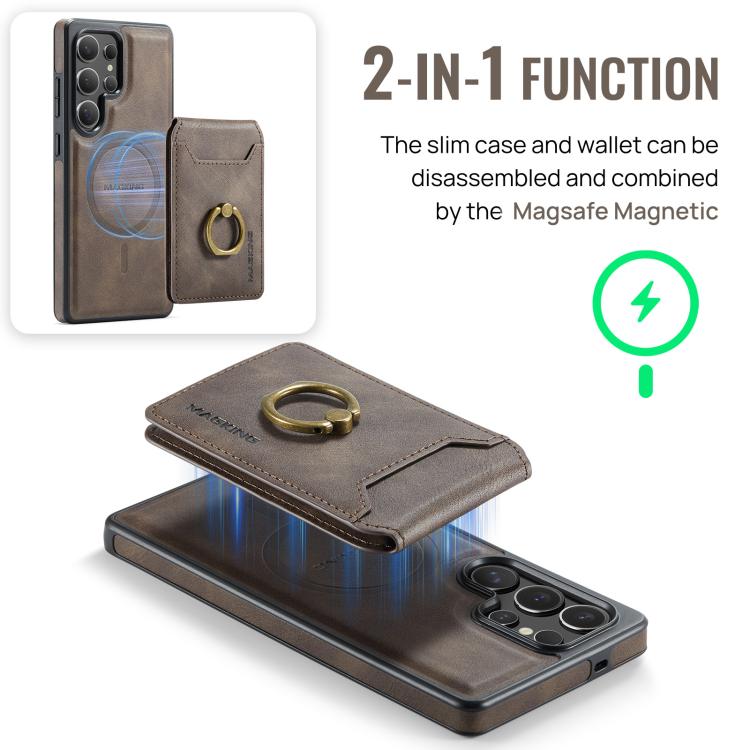 For Samsung Galaxy S25 Ultra 5G MAGKING K1 MagSafe Detachable Wallet RFID Back Cover Phone Case(Coffee) - Galaxy S25 Ultra 5G Cases by MAGKING | Online Shopping UK | buy2fix