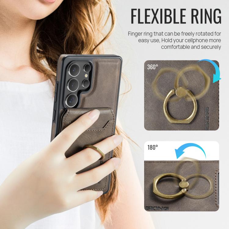 For Samsung Galaxy S25 Ultra 5G MAGKING K1 MagSafe Detachable Wallet RFID Back Cover Phone Case(Coffee) - Galaxy S25 Ultra 5G Cases by MAGKING | Online Shopping UK | buy2fix