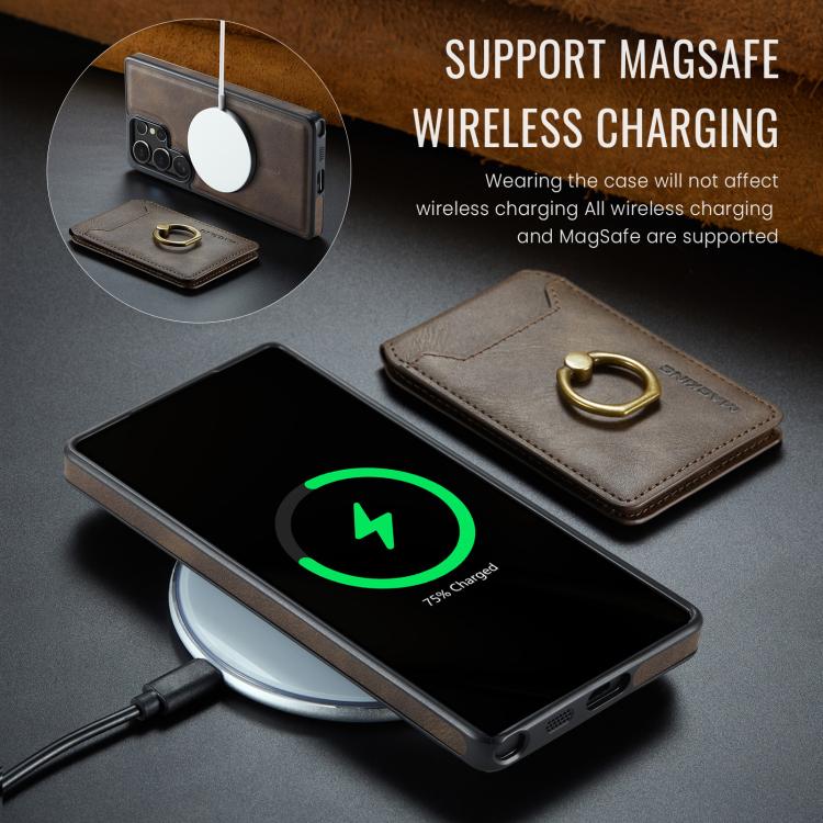 For Samsung Galaxy S25 Ultra 5G MAGKING K1 MagSafe Detachable Wallet RFID Back Cover Phone Case(Coffee) - Galaxy S25 Ultra 5G Cases by MAGKING | Online Shopping UK | buy2fix