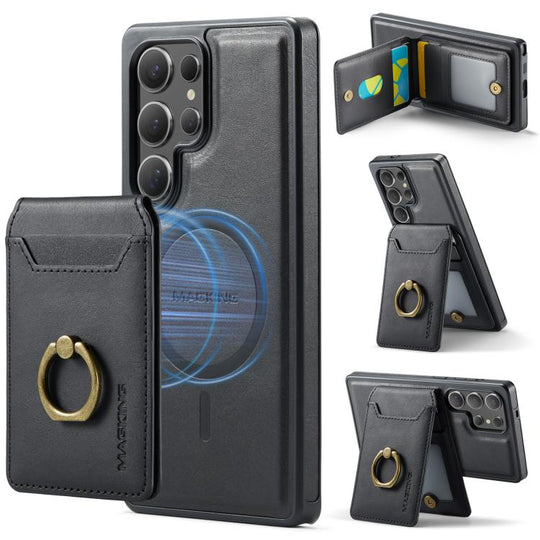 For Samsung Galaxy S25 Ultra 5G MAGKING K1 MagSafe Detachable Wallet RFID Back Cover Phone Case(Black)