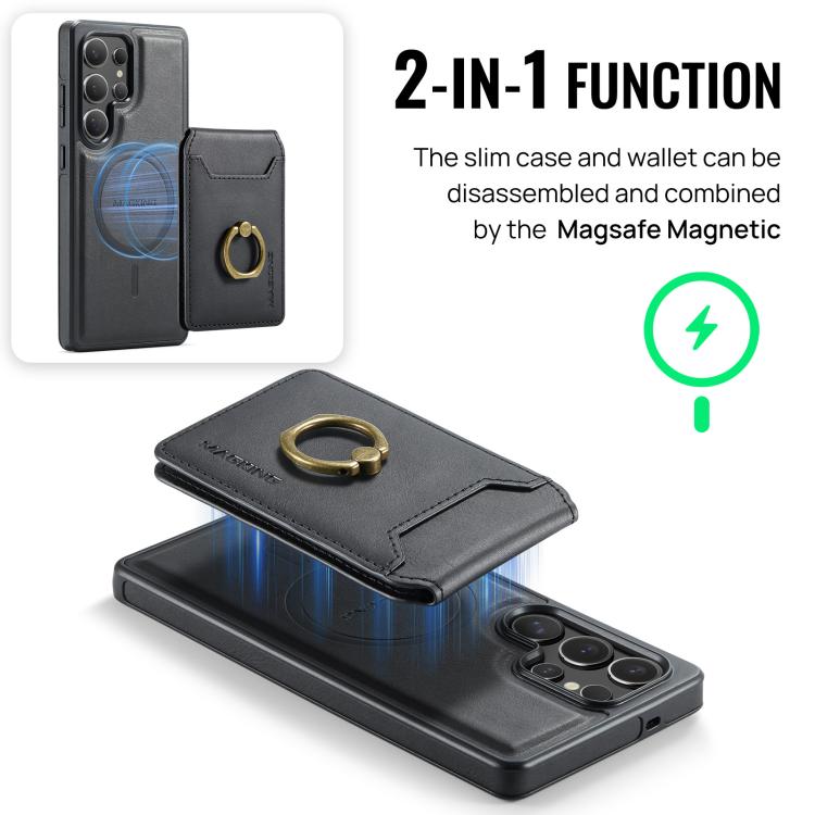 For Samsung Galaxy S25 Ultra 5G MAGKING K1 MagSafe Detachable Wallet RFID Back Cover Phone Case(Black) - Galaxy S25 Ultra 5G Cases by MAGKING | Online Shopping UK | buy2fix