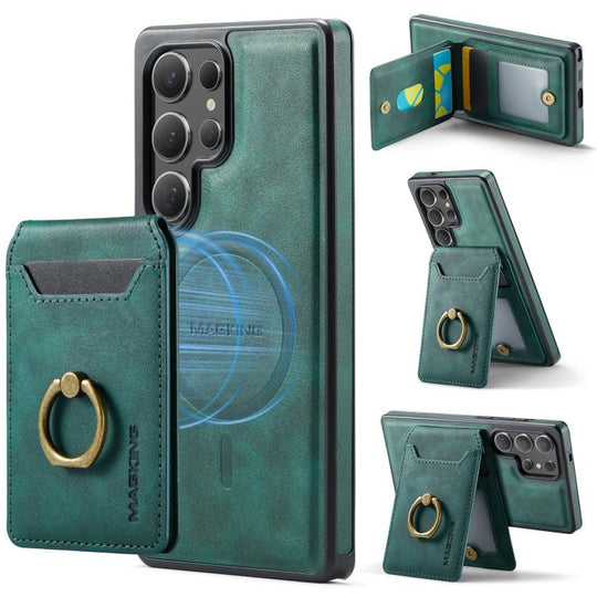 For Samsung Galaxy S25 Ultra 5G MAGKING K1 MagSafe Detachable Wallet RFID Back Cover Phone Case(Green)