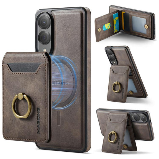 For Samsung Galaxy S25 Edge 5G MAGKING K1 MagSafe Detachable Wallet RFID Back Cover Phone Case(Coffee)