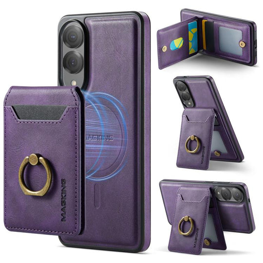 For Samsung Galaxy S25 Edge 5G MAGKING K1 MagSafe Detachable Wallet RFID Back Cover Phone Case(Purple)