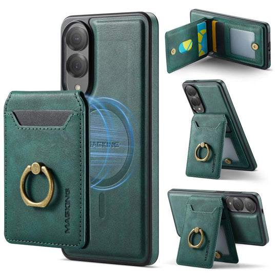 For Samsung Galaxy S25 Edge 5G MAGKING K1 MagSafe Detachable Wallet RFID Back Cover Phone Case(Green)