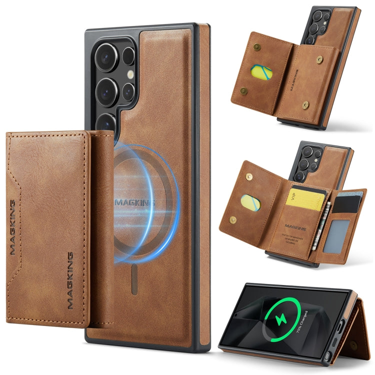 For Samsung Galaxy S24 Ultra 5G MAGKING K2 Series MagSafe RFID Card Bag Detachable Phone Case(Brown) - Galaxy S24 Ultra 5G Cases by MAGKING | Online Shopping UK | buy2fix
