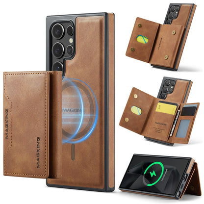 For Samsung Galaxy S24 Ultra 5G MAGKING K2 Series MagSafe RFID Card Bag Detachable Phone Case(Brown) - Galaxy S24 Ultra 5G Cases by MAGKING | Online Shopping UK | buy2fix