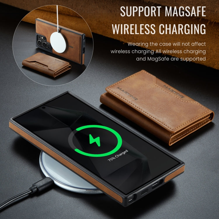 For Samsung Galaxy S24 Ultra 5G MAGKING K2 Series MagSafe RFID Card Bag Detachable Phone Case(Brown) - Galaxy S24 Ultra 5G Cases by MAGKING | Online Shopping UK | buy2fix