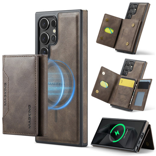 For Samsung Galaxy S24 Ultra 5G MAGKING K2 Series MagSafe RFID Card Bag Detachable Phone Case(Coffee)