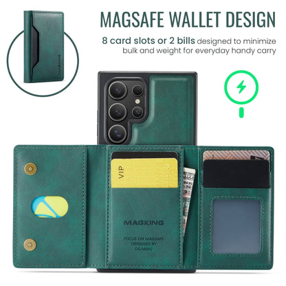 For Samsung Galaxy S24 Ultra 5G MAGKING K2 Series MagSafe RFID Card Bag Detachable Phone Case(Green) - Galaxy S24 Ultra 5G Cases by MAGKING | Online Shopping UK | buy2fix