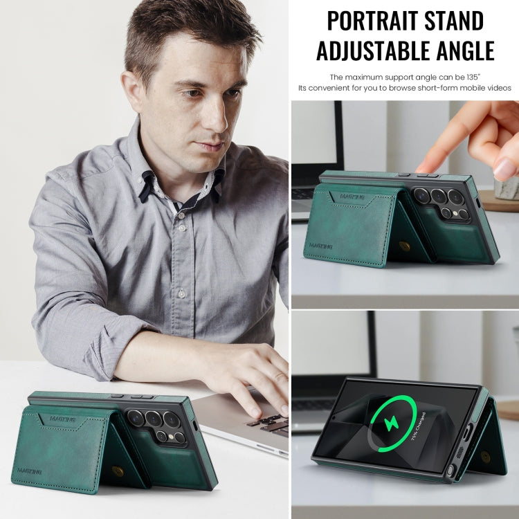 For Samsung Galaxy S24 Ultra 5G MAGKING K2 Series MagSafe RFID Card Bag Detachable Phone Case(Green) - Galaxy S24 Ultra 5G Cases by MAGKING | Online Shopping UK | buy2fix