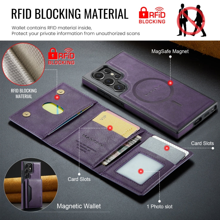 For Samsung Galaxy S24 Ultra 5G MAGKING K2 Series MagSafe RFID Card Bag Detachable Phone Case(Purple) - Galaxy S24 Ultra 5G Cases by MAGKING | Online Shopping UK | buy2fix