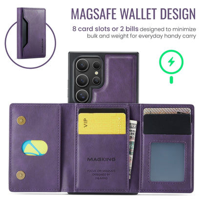 For Samsung Galaxy S24 Ultra 5G MAGKING K2 Series MagSafe RFID Card Bag Detachable Phone Case(Purple) - Galaxy S24 Ultra 5G Cases by MAGKING | Online Shopping UK | buy2fix