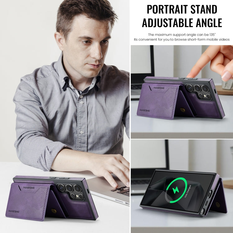 For Samsung Galaxy S24 Ultra 5G MAGKING K2 Series MagSafe RFID Card Bag Detachable Phone Case(Purple) - Galaxy S24 Ultra 5G Cases by MAGKING | Online Shopping UK | buy2fix