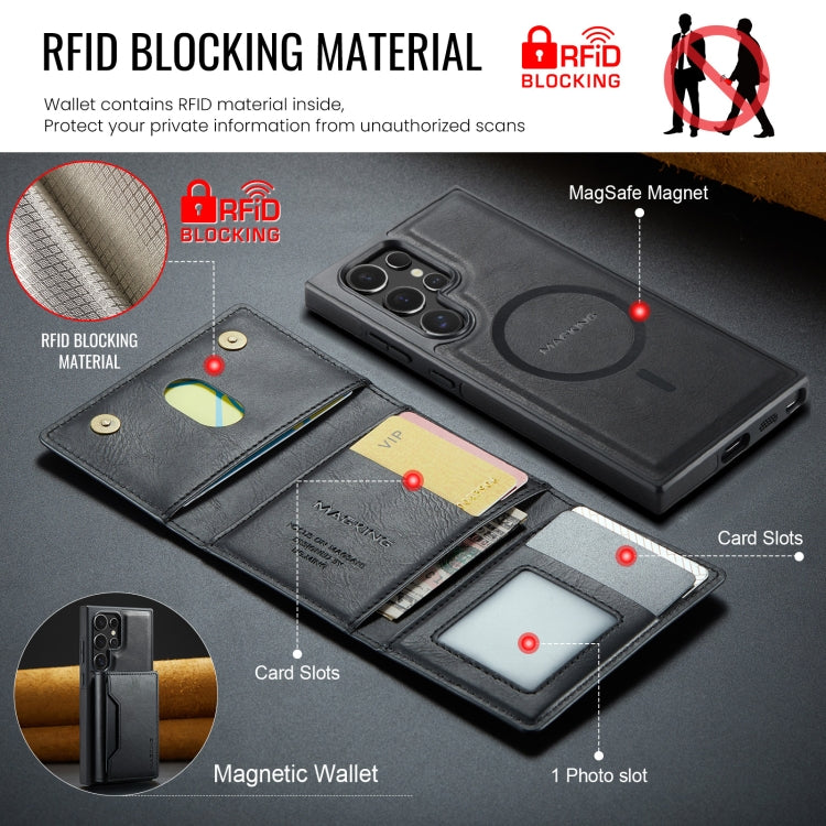 For Samsung Galaxy S23 Ultra 5G MAGKING K2 Series MagSafe RFID Card Bag Detachable Phone Case(Black) - Galaxy S23 Ultra 5G Cases by MAGKING | Online Shopping UK | buy2fix