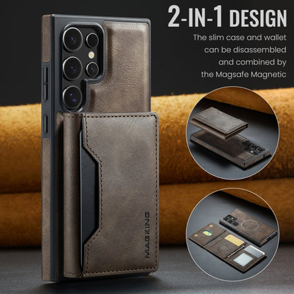 For Samsung Galaxy S23 Ultra 5G MAGKING K2 Series MagSafe RFID Card Bag Detachable Phone Case(Coffee) - Galaxy S23 Ultra 5G Cases by MAGKING | Online Shopping UK | buy2fix