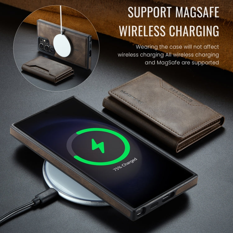 For Samsung Galaxy S23 Ultra 5G MAGKING K2 Series MagSafe RFID Card Bag Detachable Phone Case(Coffee) - Galaxy S23 Ultra 5G Cases by MAGKING | Online Shopping UK | buy2fix