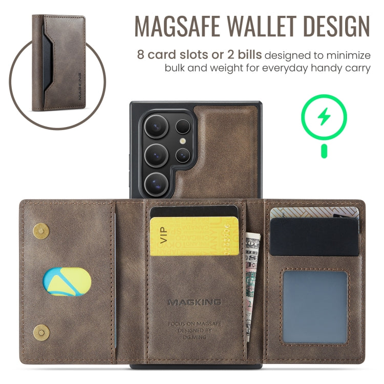 For Samsung Galaxy S23 Ultra 5G MAGKING K2 Series MagSafe RFID Card Bag Detachable Phone Case(Coffee) - Galaxy S23 Ultra 5G Cases by MAGKING | Online Shopping UK | buy2fix