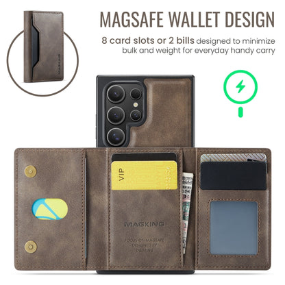 For Samsung Galaxy S23 Ultra 5G MAGKING K2 Series MagSafe RFID Card Bag Detachable Phone Case(Coffee) - Galaxy S23 Ultra 5G Cases by MAGKING | Online Shopping UK | buy2fix
