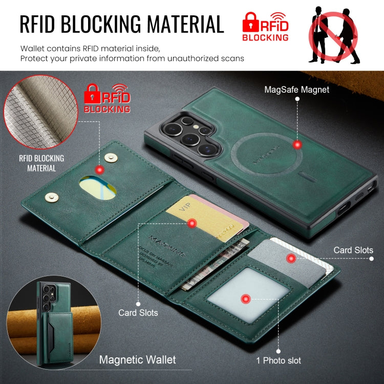For Samsung Galaxy S23 Ultra 5G MAGKING K2 Series MagSafe RFID Card Bag Detachable Phone Case(Green) - Galaxy S23 Ultra 5G Cases by MAGKING | Online Shopping UK | buy2fix