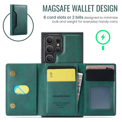 For Samsung Galaxy S23 Ultra 5G MAGKING K2 Series MagSafe RFID Card Bag Detachable Phone Case(Green) - Galaxy S23 Ultra 5G Cases by MAGKING | Online Shopping UK | buy2fix