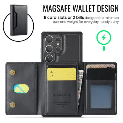 For Samsung Galaxy S25 Ultra 5G MAGKING K2 Series MagSafe RFID Card Bag Detachable Phone Case(Black) - Galaxy S25 Ultra 5G Cases by MAGKING | Online Shopping UK | buy2fix