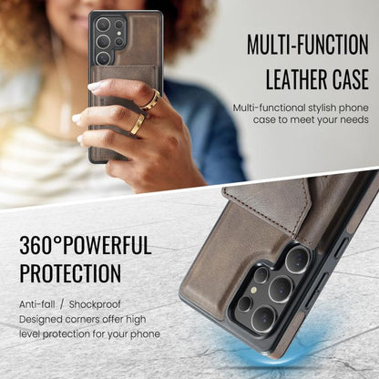 For Samsung Galaxy S25 Ultra 5G MAGKING K2 Series MagSafe RFID Card Bag Detachable Phone Case(Coffee) - Galaxy S25 Ultra 5G Cases by MAGKING | Online Shopping UK | buy2fix