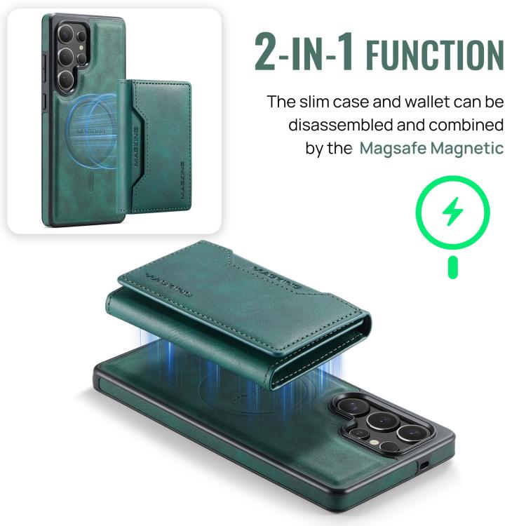 For Samsung Galaxy S25 Ultra 5G MAGKING K2 Series MagSafe RFID Card Bag Detachable Phone Case(Green) - Galaxy S25 Ultra 5G Cases by MAGKING | Online Shopping UK | buy2fix
