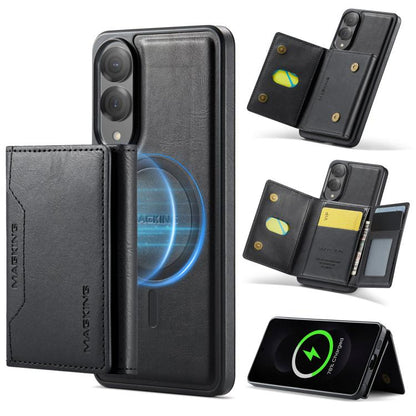 For Samsung Galaxy S25 Edge 5G MAGKING K2 Series MagSafe RFID Card Bag Detachable Phone Case(Black) - Galaxy S25 Edge 5G Cases by MAGKING | Online Shopping UK | buy2fix