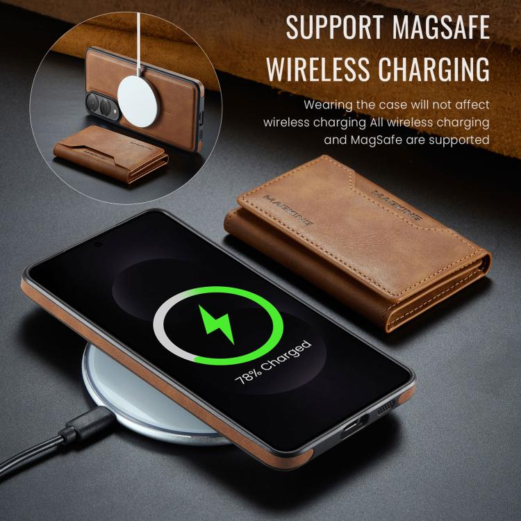 For Samsung Galaxy S25 Edge 5G MAGKING K2 Series MagSafe RFID Card Bag Detachable Phone Case(Brown) - Galaxy S25 Edge 5G Cases by MAGKING | Online Shopping UK | buy2fix
