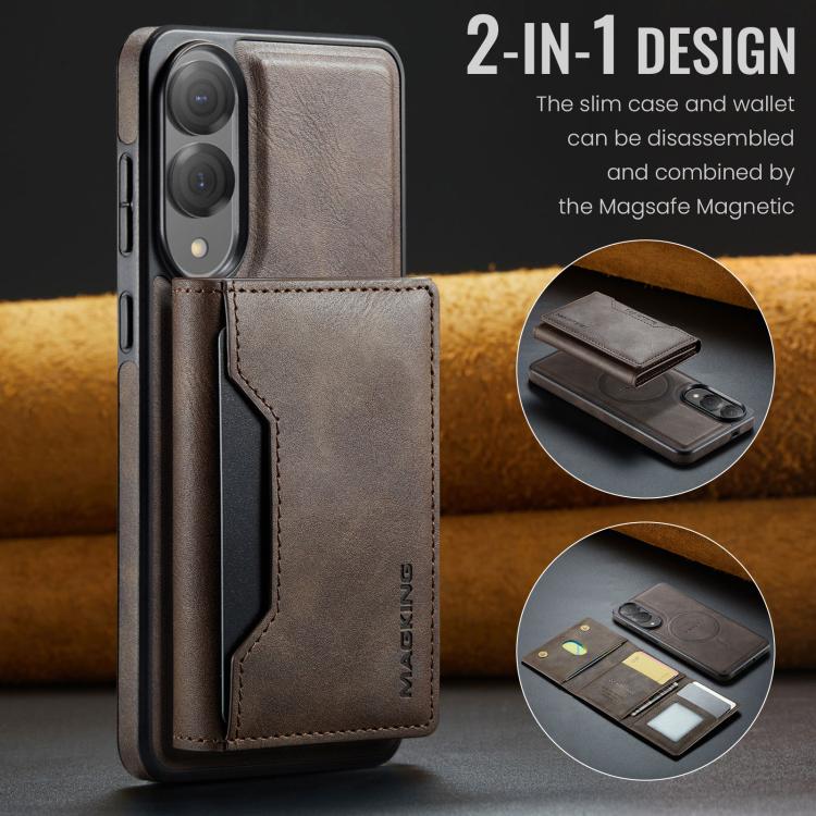 For Samsung Galaxy S25 Edge 5G MAGKING K2 Series MagSafe RFID Card Bag Detachable Phone Case(Coffee) - Galaxy S25 Edge 5G Cases by MAGKING | Online Shopping UK | buy2fix