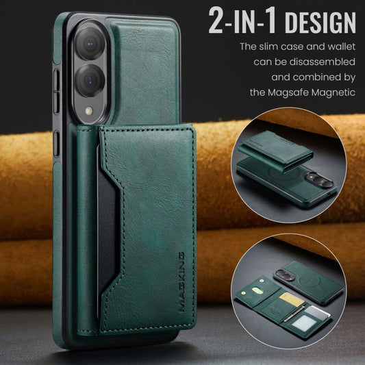 For Samsung Galaxy S25 Edge 5G MAGKING K2 Series MagSafe RFID Card Bag Detachable Phone Case(Green) - Galaxy S25 Edge 5G Cases by MAGKING | Online Shopping UK | buy2fix