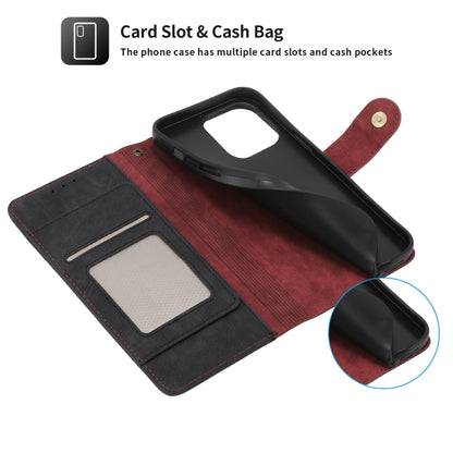 For iPhone 14 Plus POLA Dual-color Zipper Wallet RFID Leather Phone Case(Red Black) - iPhone 14 Plus Cases by POLA | Online Shopping UK | buy2fix