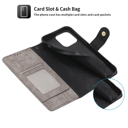 For iPhone 14 POLA Dual-color Zipper Wallet RFID Leather Phone Case(Grey Black) - iPhone 14 Cases by POLA | Online Shopping UK | buy2fix