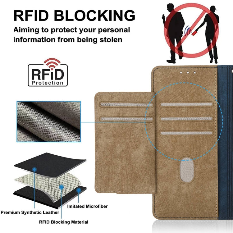 For iPhone 12 / 12 Pro POLA Dual-color Zipper Wallet RFID Leather Phone Case(Yellow Blue) - iPhone 12 / 12 Pro Cases by POLA | Online Shopping UK | buy2fix