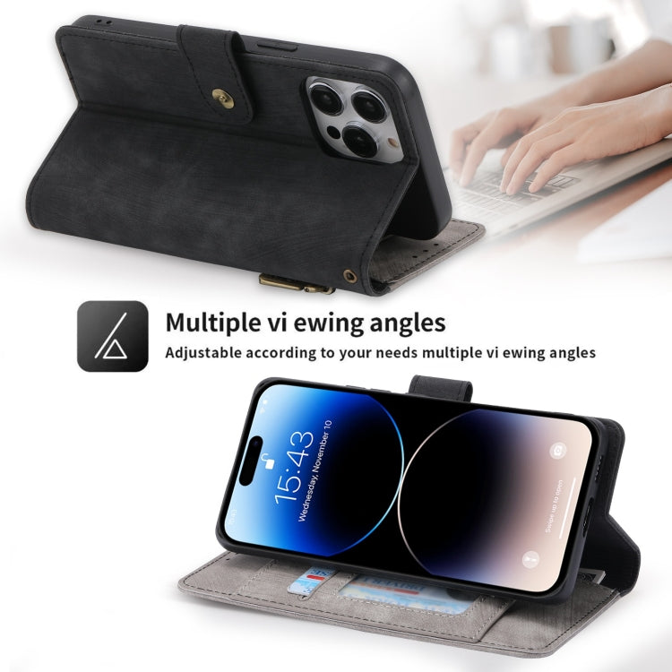 For iPhone 11 Pro Max POLA Dual-color Zipper Wallet RFID Leather Phone Case(Grey Black) - iPhone 11 Pro Max Cases by POLA | Online Shopping UK | buy2fix