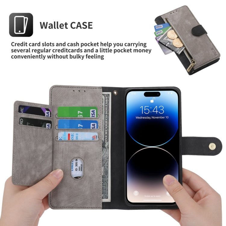 For iPhone 11 Pro Max POLA Dual-color Zipper Wallet RFID Leather Phone Case(Grey Black) - iPhone 11 Pro Max Cases by POLA | Online Shopping UK | buy2fix
