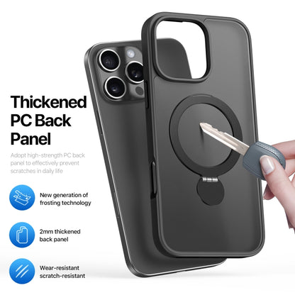 For iPhone 16 Pro DUX DUCIS Yind Series MagSafe TPU Hybrid PC Phone Case with Stand(Black) by DUX DUCIS