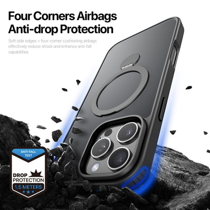 For iPhone 16 Pro DUX DUCIS Yind Series MagSafe TPU Hybrid PC Phone Case with Stand(Grey) by DUX DUCIS