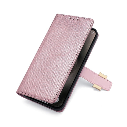 For iPhone 14 POLA Crossbody Chain I-Shape Buckle Sequins Leather Phone Case(Rose Gold) - iPhone 14 Cases by POLA | Online Shopping UK | buy2fix