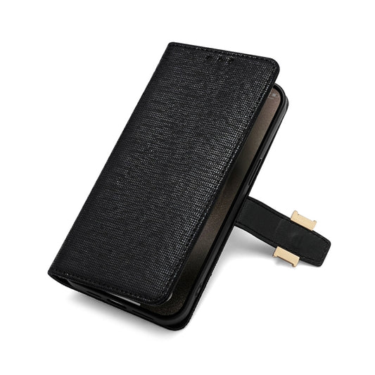 For iPhone 12 / 12 Pro POLA Crossbody Chain I-Shape Buckle Sequins Leather Phone Case(Black) - iPhone 12 / 12 Pro Cases by POLA | Online Shopping UK | buy2fix