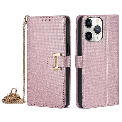For iPhone 11 Pro Max POLA Crossbody Chain I-Shape Buckle Sequins Leather Phone Case(Rose Gold) - iPhone 11 Pro Max Cases by POLA | Online Shopping UK | buy2fix