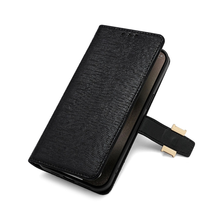 For iPhone 11 Pro POLA Crossbody Chain I-Shape Buckle Sequins Leather Phone Case(Black) - iPhone 11 Pro Cases by POLA | Online Shopping UK | buy2fix