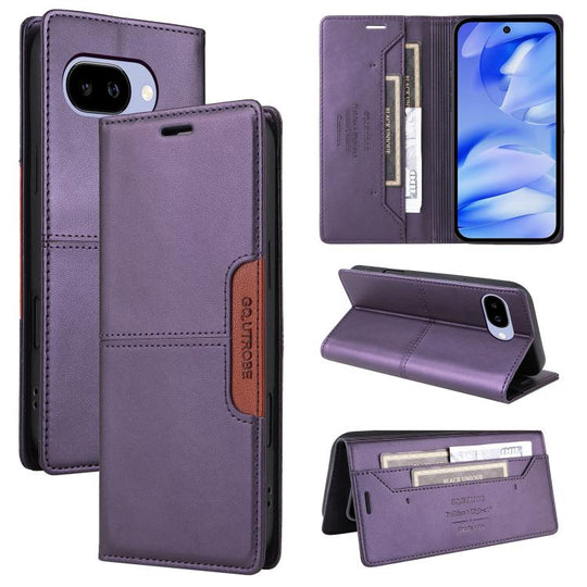 For Google Pixel 9a GQUTROBE G01 RFID Anti-theft Leather Phone Case(Purple)